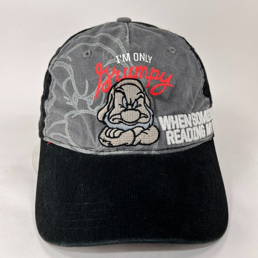 Disney Grumpy Strap Back Cap Hat Black Theme Park… - image 1